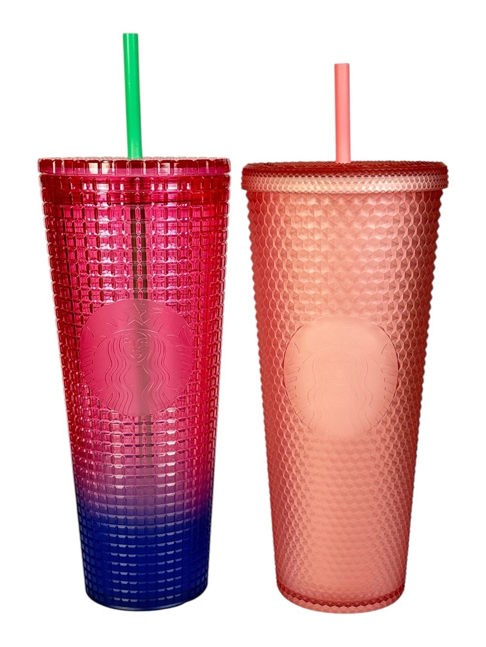 Starbucks Soft Touch Pink and Blue Ombre Studded Venti 24 oz Travel Tumbler Cup